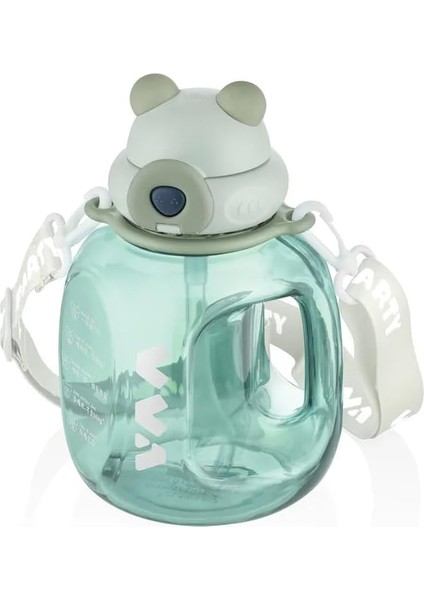 1200ML Pipetli/pipetsiz Kullanıma Uygun Taşıma Askılı Kilitlebilir Kapak Tritan Matara (Yeşil)