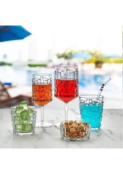 Polikarbon Stone Serisi Kırılmaz 6 Parça Meşrubat Kokteyl Su Bardağı Takımı - 250 Ml.
