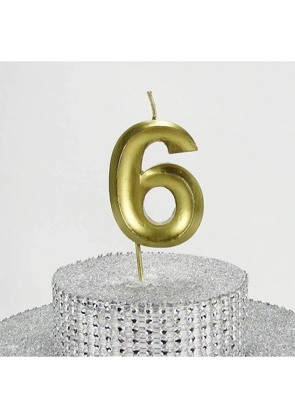 Vitrini 6 Altı Rakamlı Gold (Altın) Mum 6.5 cm