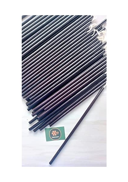 (50 Adet) Balmumu Mum ve (3 Adet) Özel Dizayn Ahşap Silindir Mumluk Dilek Mumu Doğal Petek Mum Beeswax Candle (Siyah)