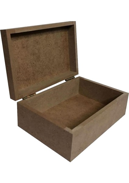 Boyanabilir Dikdörtgen Altı Düz Kutu Ham Mdf Kapaklı Menteşeli Saklama Kutusu Olarak Hobi Kutusu Hediyelik Kutu Boyama Dekorasyonu Için Takı Kutusu (16,2 cm x 11,8 cm x 6,3 cm )