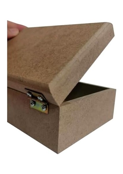 Boyanabilir Dikdörtgen Altı Düz Kutu Ham Mdf Kapaklı Menteşeli Saklama Kutusu Olarak Hobi Kutusu Hediyelik Kutu Boyama Dekorasyonu Için Takı Kutusu (16,2 cm x 11,8 cm x 6,3 cm )