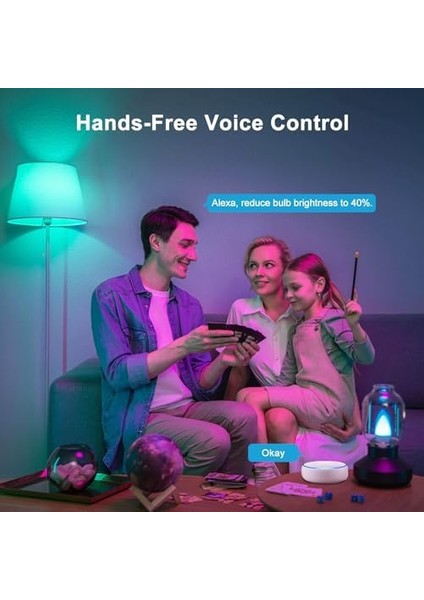 Alexa Ampuller E27 Akıllı LED Lamba, 9W 806LM Wlan Çok Renkli Kısılabilir Ampul, Alexa Echo ile Uyumlu Uygulama Kontrolü, Google Home, Hub Gerekmez, Sıcak Beyaz/soğuk Beyaz Işık, 2'li Paket