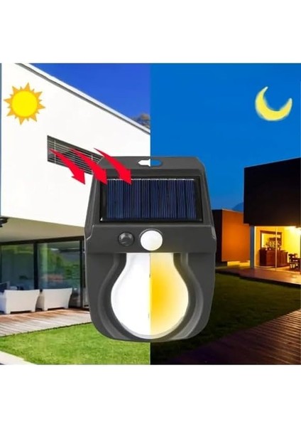 Solar Enerjili Güneş Enerjili Hareket Sensörlü Şarjlı LED Duvar Apliği Duvar Tipi LED Aplik CL-118