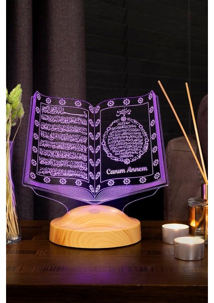 Anneye Hediye, Anneler Günü Hediyesi, Canım Annem Hediyesi Kuran-I Kerim 3D LED Lamba, Dini Hediye