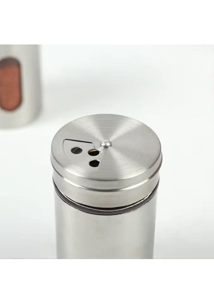 Home 2'li Ayarlanabilir Metal Gövdeli Cam Tuzluk ve Baharatlık Seti - Şık ve Dayanıklı Tasarım, Mutfakta Pratik Kullanım (Krom, 10 Cm)