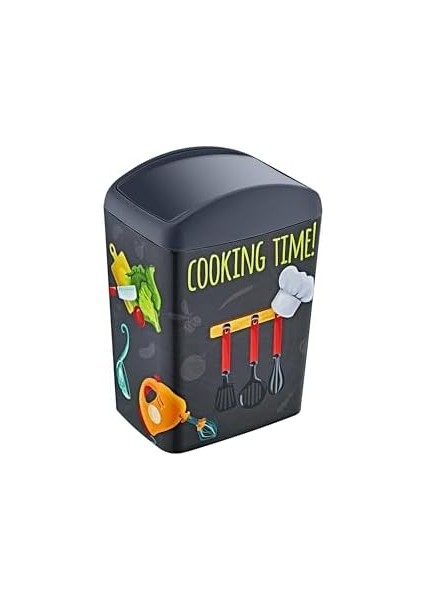 Soft Resimli Çöp Kutusu Döner Kapak 5 Lt Cook