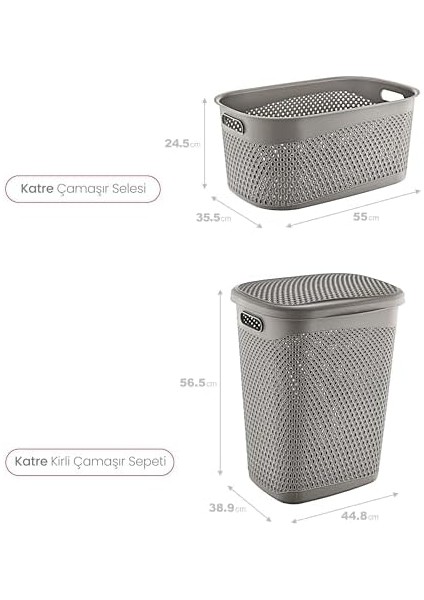 Katre Kirli Çamaşır Sepeti ve Çamaşır Selesi Set Terra TRN-170-171-05
