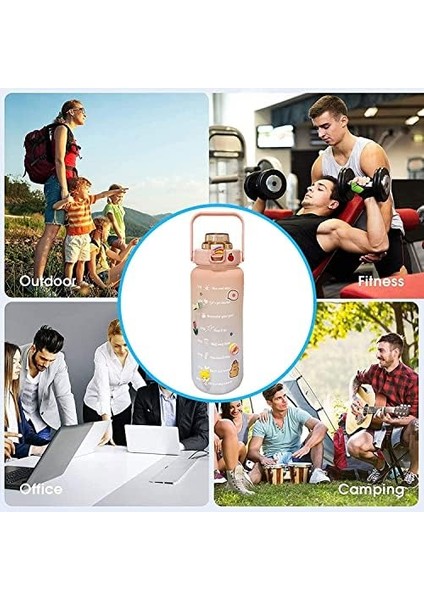 2 Litre Pipetli Su Şişesi, Zaman Işaretleri ve Çıkartmalı Motive Edici Su Şişesi, Tatlı Su Şişesi, Sızdırmaz Spor Şişesi, Kadınlar Için, Fitness, Kamp, Sporlar Için fiyatları