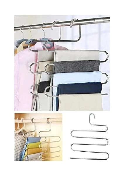 Pantalon Askısı Metalik Dolap Içi Akıllı Krom Askı Çok Katlı Pantolon Askısı (5 Katlı)