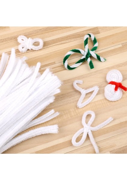 Beyaz Renkli 50 Adet Şönil, Eğitici Şönil Seti, Tüylü Tel, 30 Cm, Peluş Tel modelleri