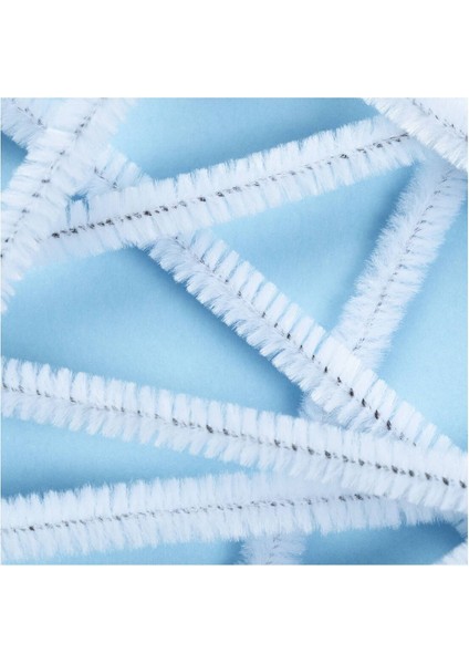 Beyaz Renkli 50 Adet Şönil, Eğitici Şönil Seti, Tüylü Tel, 30 Cm, Peluş Tel fırsatları