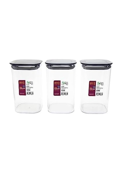 Decobella 3 'lü 1.1 Lt. Kare Erzak Kabı Seti