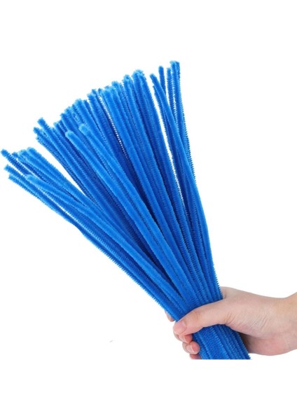 Mavi Renkli 50 Adet Şönil, Eğitici Şönil Seti, Tüylü Tel, 30 Cm, Peluş Tel