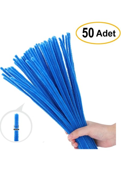 Mavi Renkli 50 Adet Şönil, Eğitici Şönil Seti, Tüylü Tel, 30 Cm, Peluş Tel indirimleri