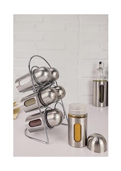 Standlı 6'lı Metal Baharatlık Seti - CAM-433 fiyatları
