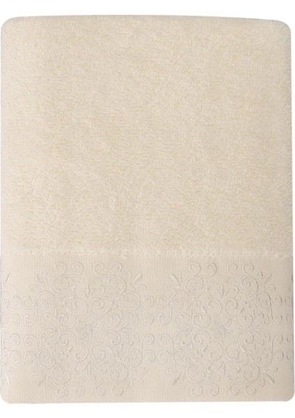 Sty Sabre Nakışlı Krem Havlu 50 x 90