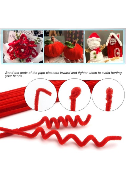 Kırmızı Renkli 50 Adet Şönil, Eğitici Şönil Seti, Tüylü Tel, 30 Cm, Peluş Tel fırsatları