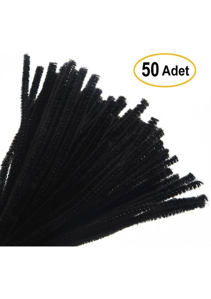 Siyah Renkli 50 Adet Şönil, Eğitici Şönil Seti, Tüylü Tel, 30 Cm, Peluş Tel fiyatları
