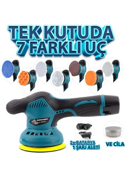 12V Şarjli Polisaj Makinası 7 Farklı Başlık