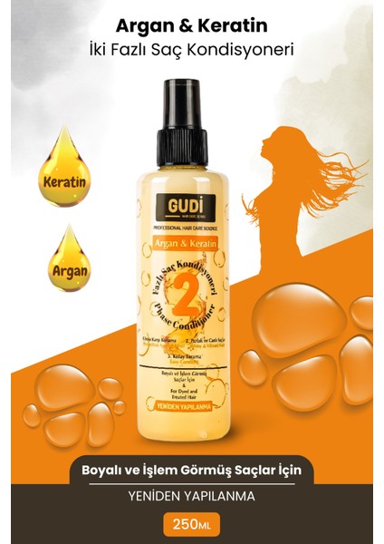 Argan & Keratin İçerikli Çift Fazlı Saç Bakım Fön Suyu 250 ml