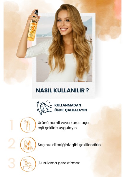 Argan & Keratin İçerikli Çift Fazlı Saç Bakım Fön Suyu 250 ml