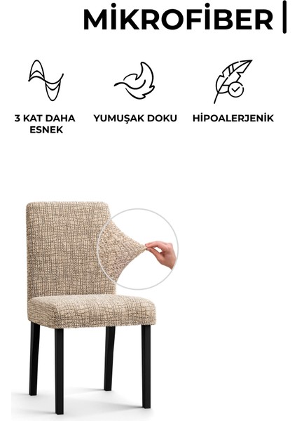 Sandalye kılıfı sandalye örtüsü mutfak sandalye koruma kılıfı seti (2 adet) -desenli bej