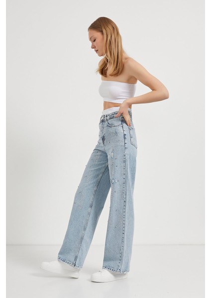 Armalıfe 2104 Garni Detaylı Serpme Taşlı Denim Kadın Pantolon fiyatları