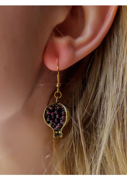 Doğal Taş Garnet (Lal) Doğal Taşlı Nar Model Kadın Küpe EUKU20G fiyatları