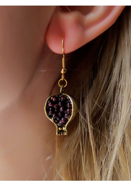 Doğal Taş Garnet (Lal) Doğal Taşlı Nar Model Kadın Küpe Kolye Set EUS3G fiyatları