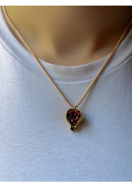 Doğal Taş Garnet (Lal) Doğal Taşlı Nar Model Kadın Küpe Kolye Set EUS3G fırsatları