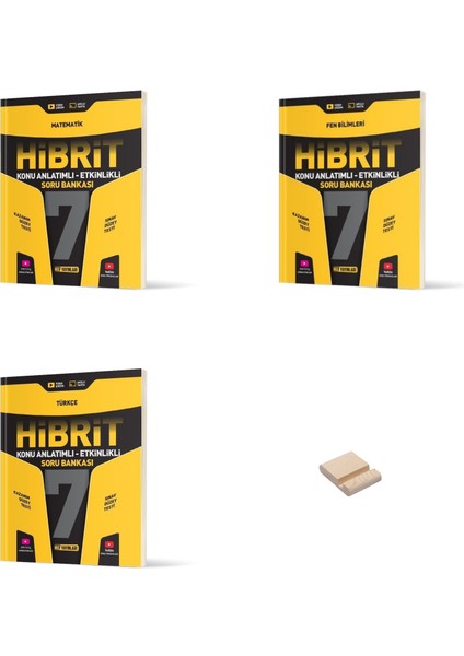 7. Sınıf Hibrit Serisi Matematik Fen Bilimleri ve Türkçe 3lü Set Soru Bankası + Telefon Tutucu