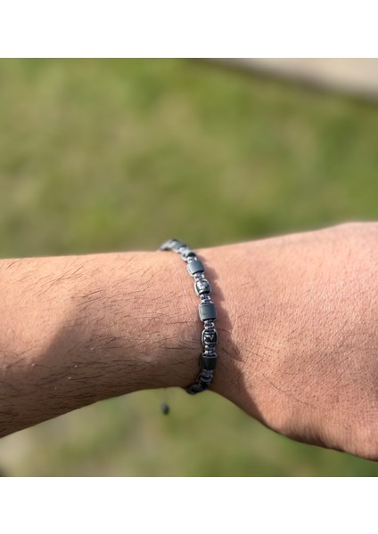 Varisit, Hematit Doğal Taş Bileklik, Tasarım Bileklik, Unisex, 4mm 6mm İpli Ayarlanabilir fırsatları