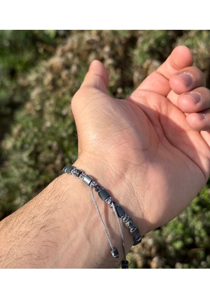 Varisit, Hematit Doğal Taş Bileklik, Tasarım Bileklik, Unisex, 4mm 6mm İpli Ayarlanabilir indirimleri