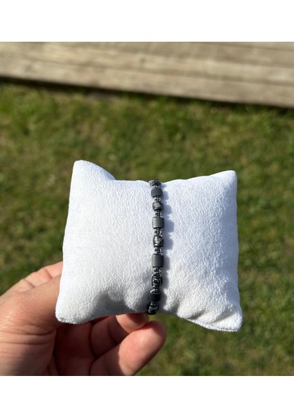 Varisit, Hematit Doğal Taş Bileklik, Tasarım Bileklik, Unisex, 4mm 6mm İpli Ayarlanabilir