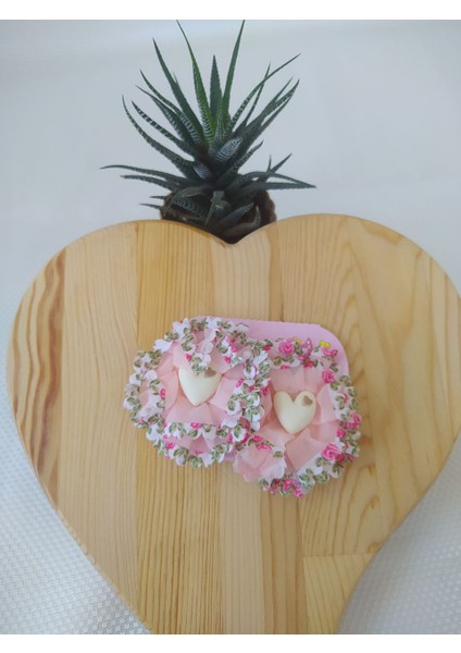 Çocuk Tüllü Kalp Figürlü 2'li Kargaburnu Toka Hediyelik