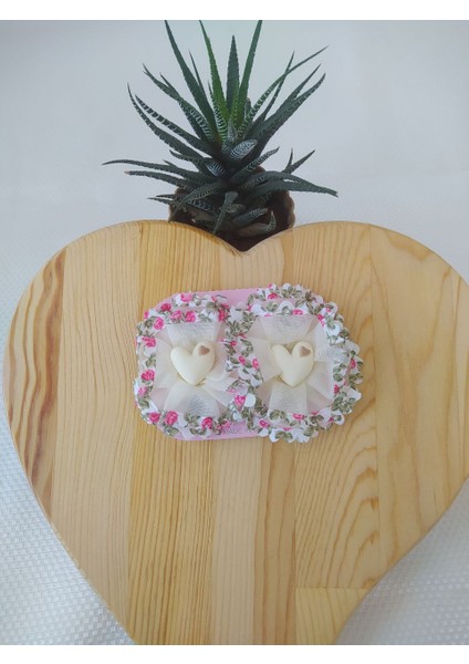 Çocuk Tüllü Kalp Figürlü 2'li Kargaburnu Toka Hediyelik