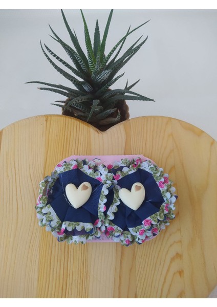 Çocuk Tüllü Kalp Figürlü 2'li Kargaburnu Toka Hediyelik