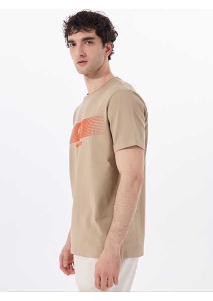D5SM-TST3835 Açık Kahve Bisiklet Yaka Relaxed Baskılı Erkek T-Shirt modelleri