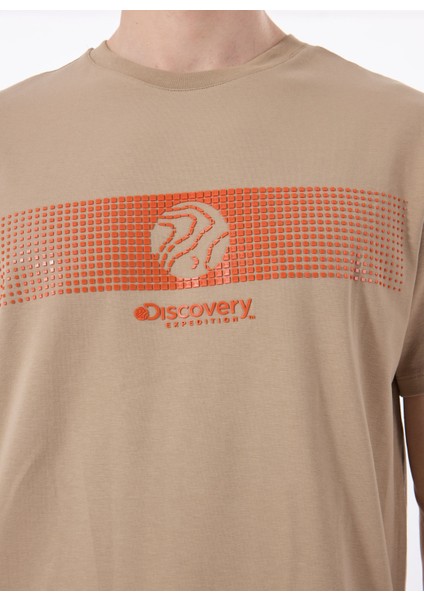 D5SM-TST3835 Açık Kahve Bisiklet Yaka Relaxed Baskılı Erkek T-Shirt fırsatları