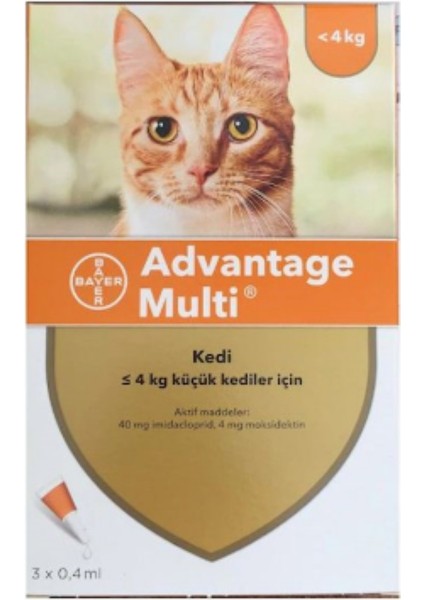Advantage Multi Kedi Bit Pire Kene 0-4 kg Kediler Için 3 Pipet