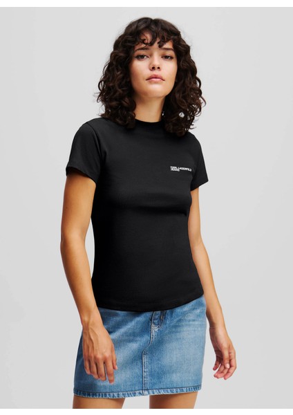 Jeans Bisiklet Yaka Düz Siyah Kadın T-Shirt A1W17004 fiyatları