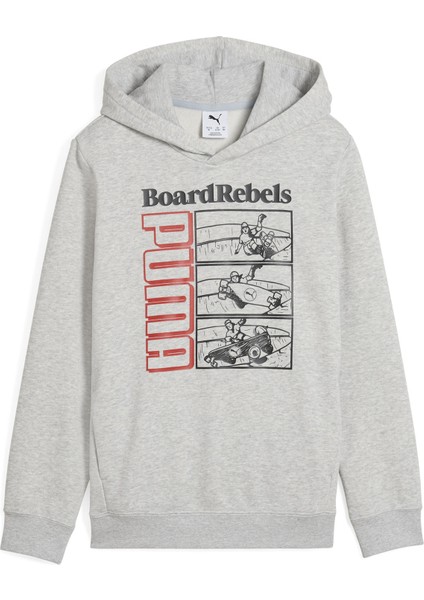 Baskılı Erkek Çocuk Gri Sweatshırt 68514804-MID90S Hoodie Tr B Light G