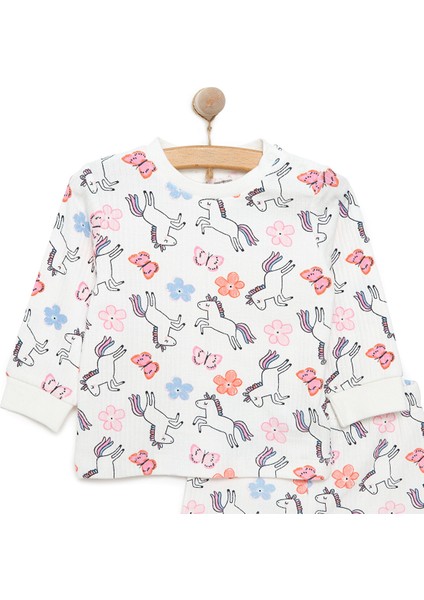 Kız Unicorn Desenli Uzun Kol Pijama Takımı