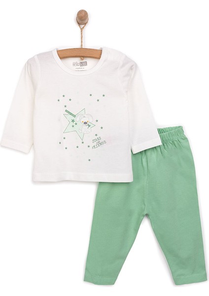 Uzun Kol Köpek Desenli Bisiklet Yaka Pijama Takımı