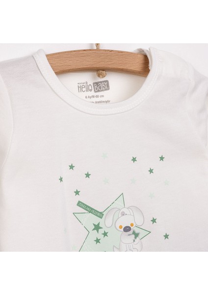 Uzun Kol Köpek Desenli Bisiklet Yaka Pijama Takımı modelleri