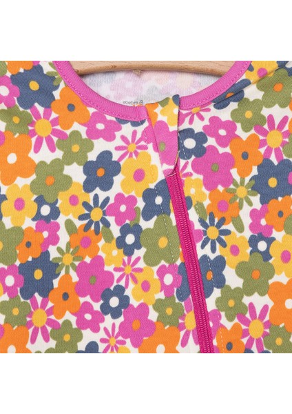 Kız Çiçek Desenli Uzun Kol Fermuarlı Patiksiz Tulum modelleri