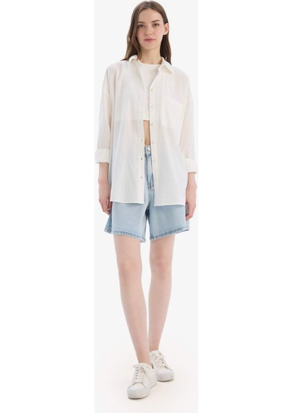 Oversize Geniş Kalıp Müslin Uzun Kollu Gömlek X2232AZ25SP fiyatları