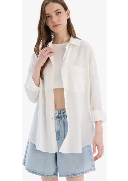 Oversize Geniş Kalıp Müslin Uzun Kollu Gömlek X2232AZ25SP modelleri