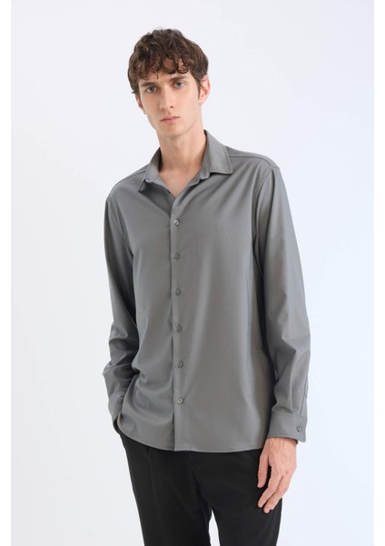 Regular Fit Polo Yaka Uzun Kollu Gömlek E3242AX25SP